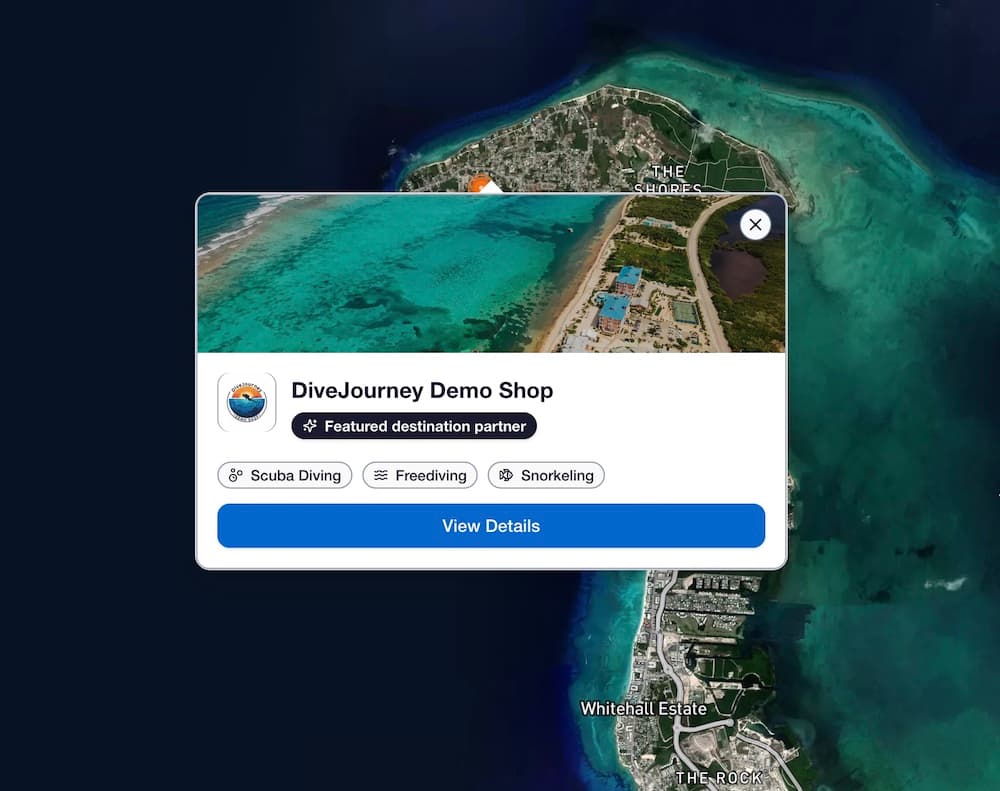 Preview of DiveJourney destination placement UI