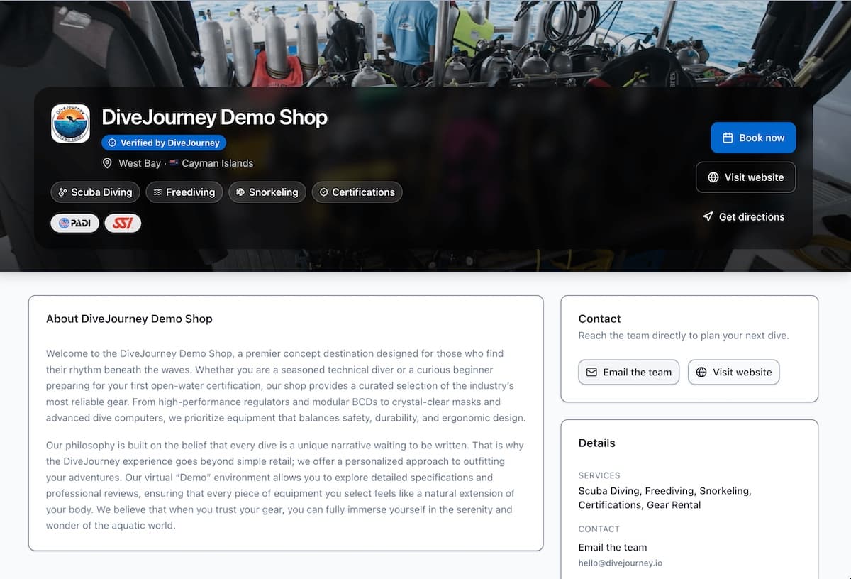 Preview of DiveJourney direct lead inbox UI